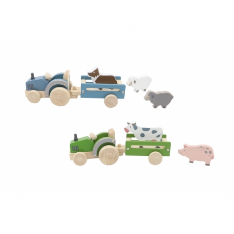 Wooden tractor with farm animal