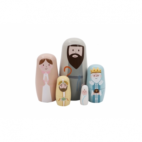 Wooden nativity nesting dolls