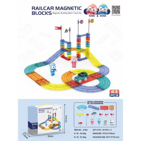 Magnetic building block track set(63pcs)